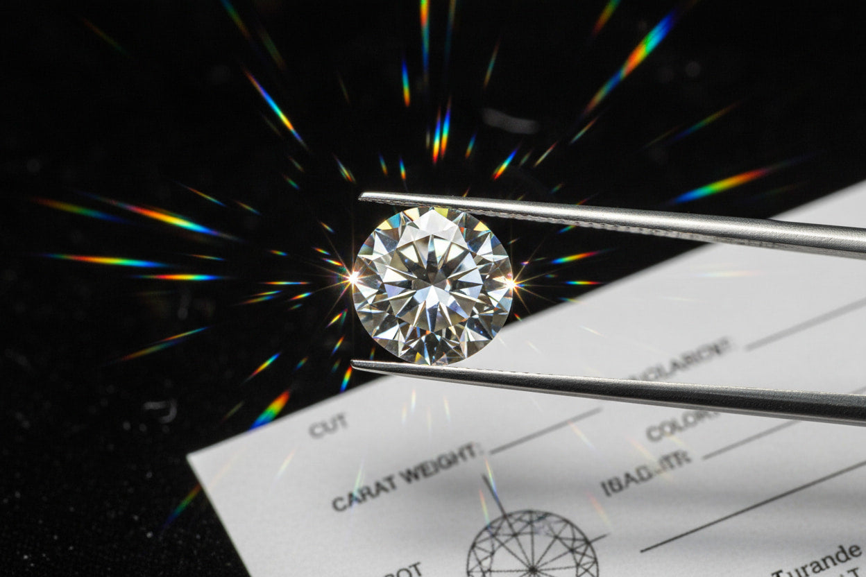 Diamond cut size and carat chart guide — brilliant round diamond with GIA certificate by JewelryRich