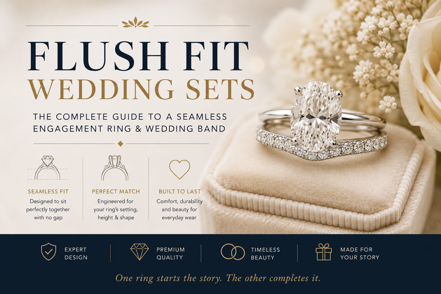 Flush fit wedding sets complete guide — seamless engagement ring and wedding band pairing by JewelryRich
