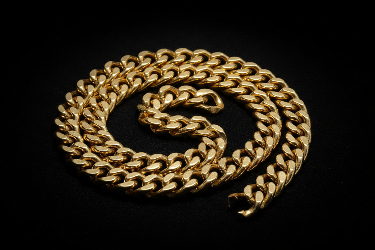Cuban chains collection — 18K yellow gold Cuban link chain necklace and bracelet by JewelryRich