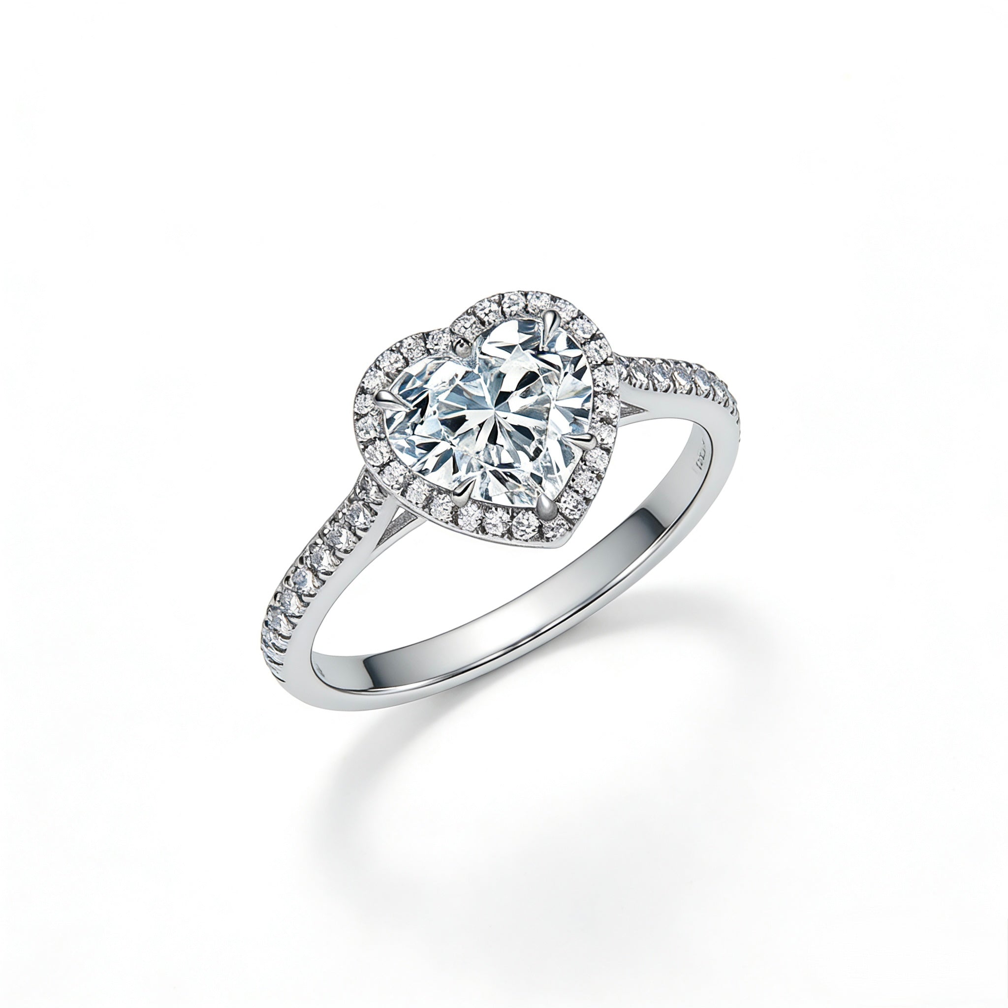 18K Gold Heart Halo Diamond Engagement Ring