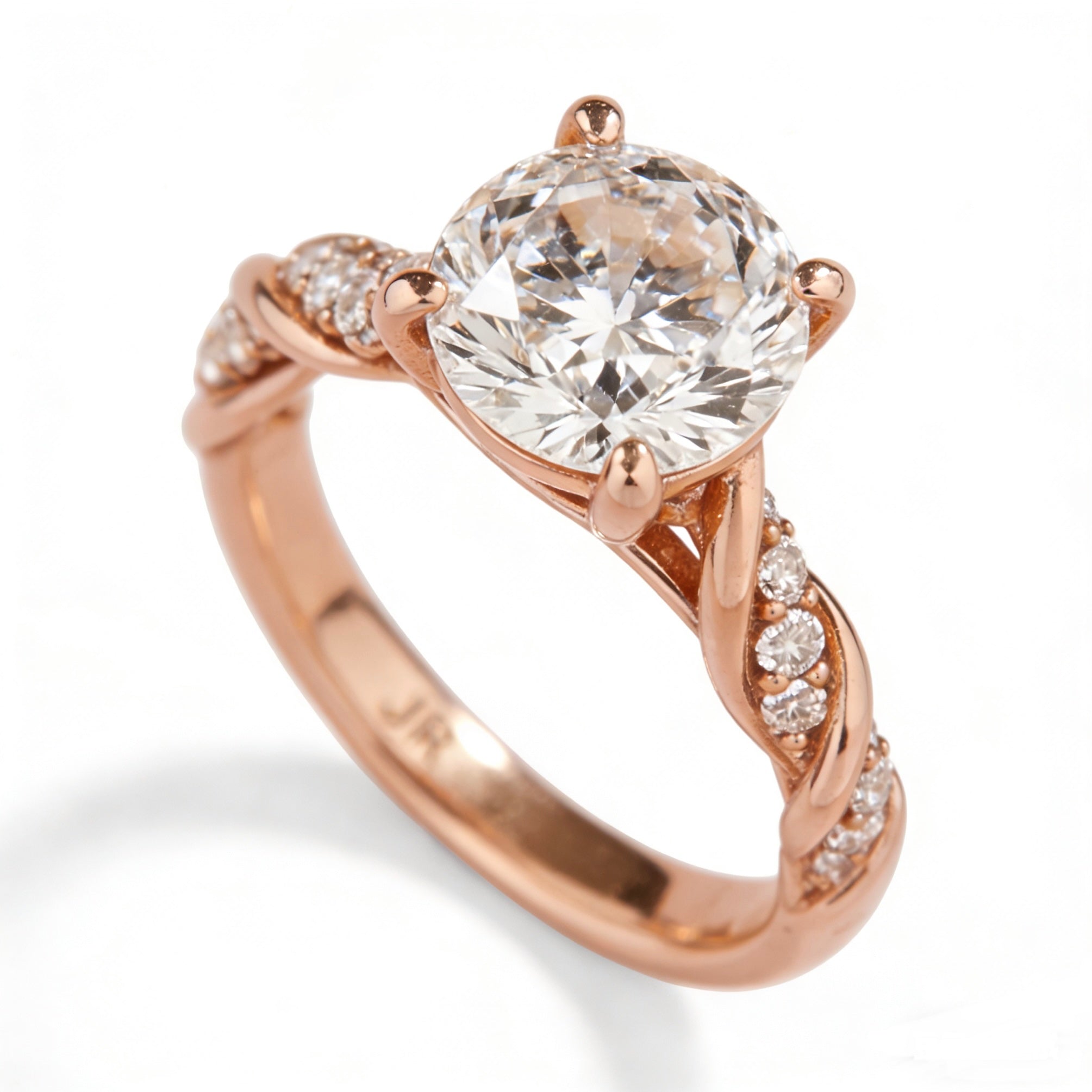18K Rose Gold Stackable Rings for Her Valentine's Day Gift with Natural Diamond