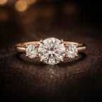 18K Gold Three Stone Diamond Engagement Ring