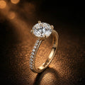 18K Gold Round Diamond Pavé Engagement Ring JewelryRich