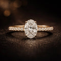 18k Gold Oval Solitaire Diamond Engagement Ring