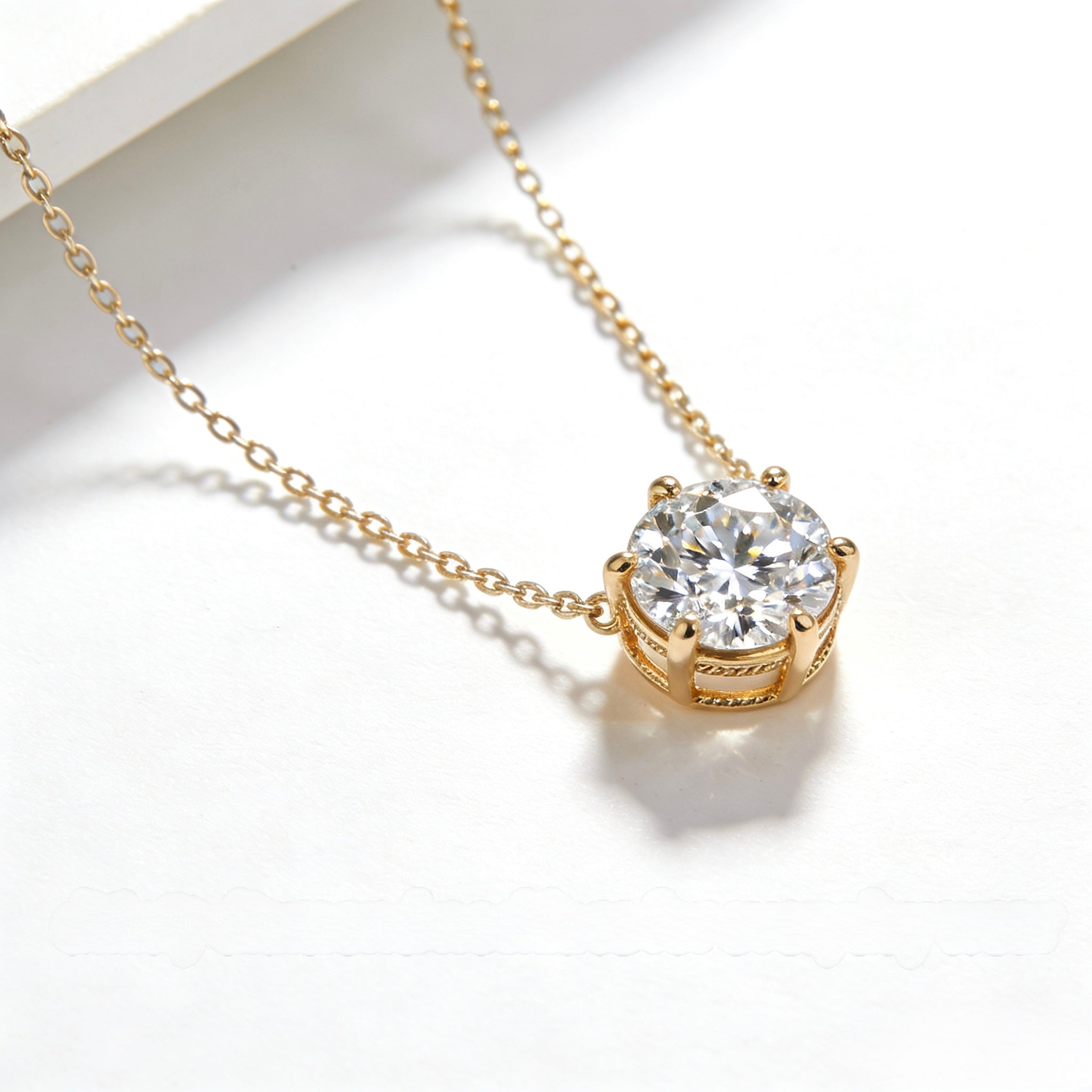 14K Gold Moissanite Solitaire Pendant Necklace