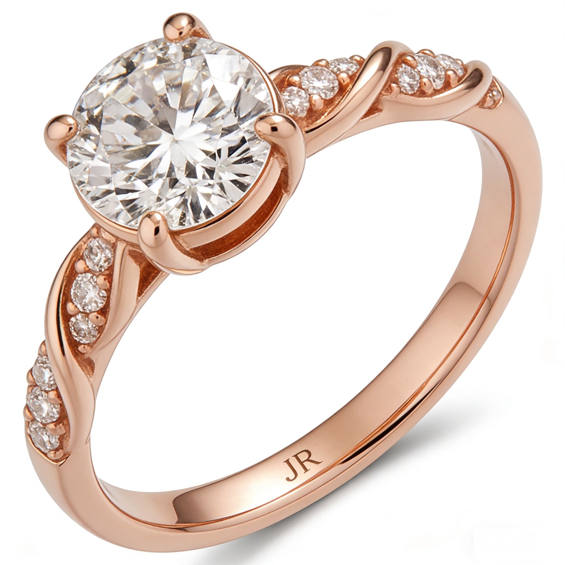 18K Rose Gold Stackable Rings for Her Valentine's Day Gift with Natural Diamond