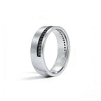 JewelryRich men's platinum black diamond ring, bold luxury band, brushed surface detail