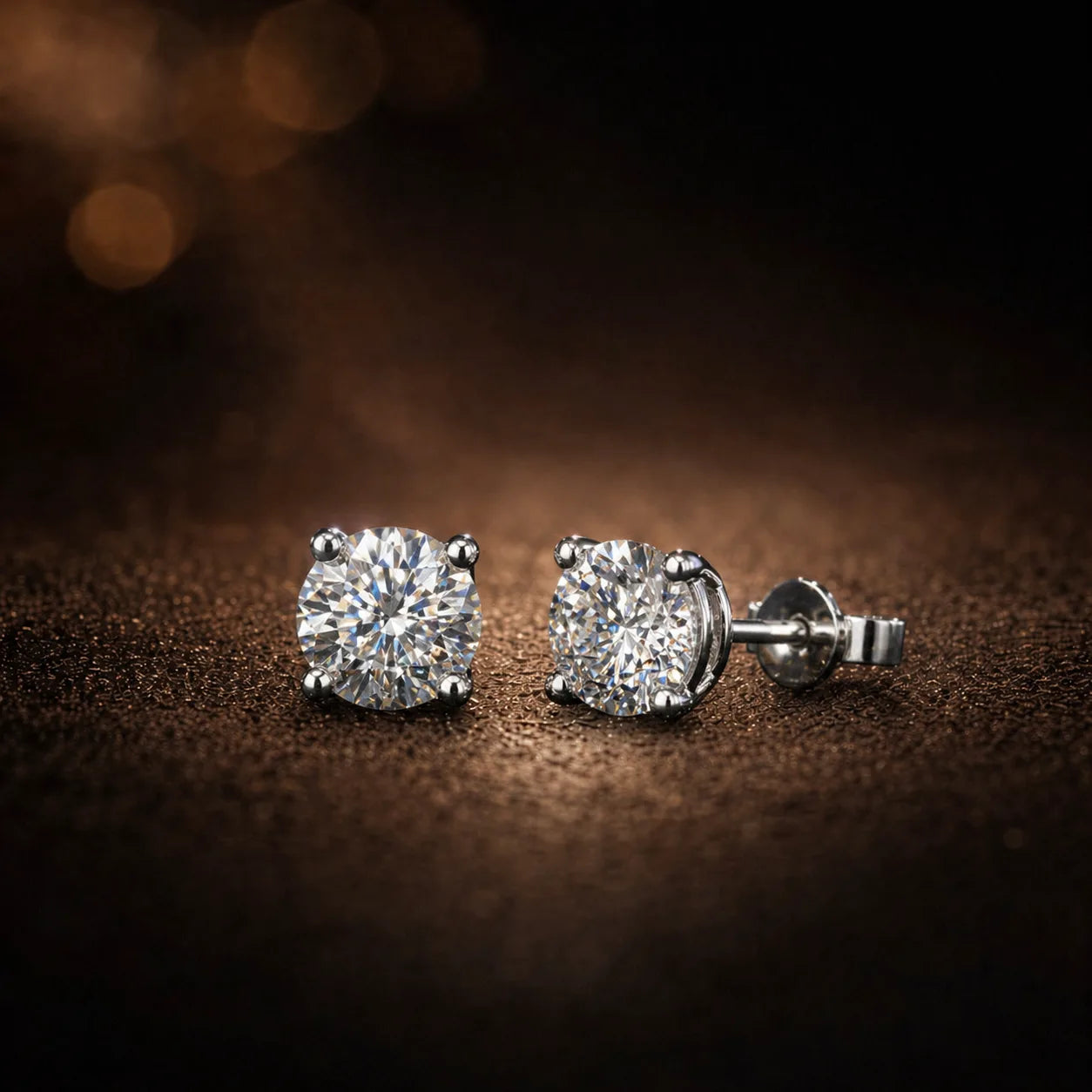 18K White Gold 4 prongs Diamond Earring Studs