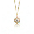 18K Gold Moissanite Halo Pendant Necklace