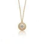 18K Gold Moissanite Halo Pendant Necklace