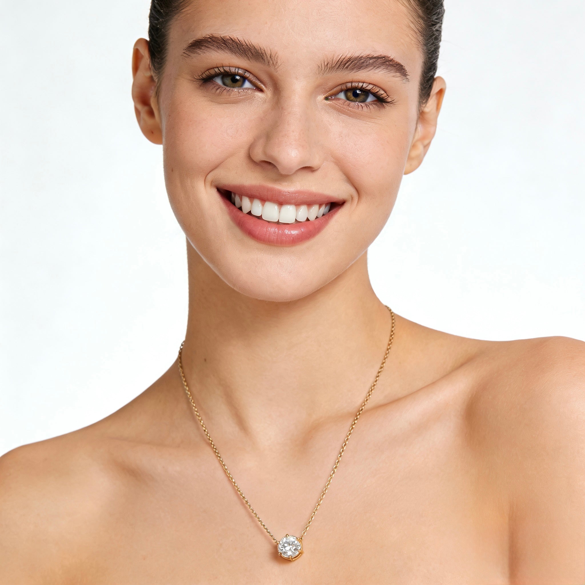 14K Gold Moissanite Solitaire Pendant Necklace