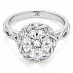 18K White Gold Diamond Engagement Ring on Hand