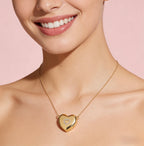 18K Yellow Gold Diamond Heart Locket Necklace Worn as Pendant - JewelryRich