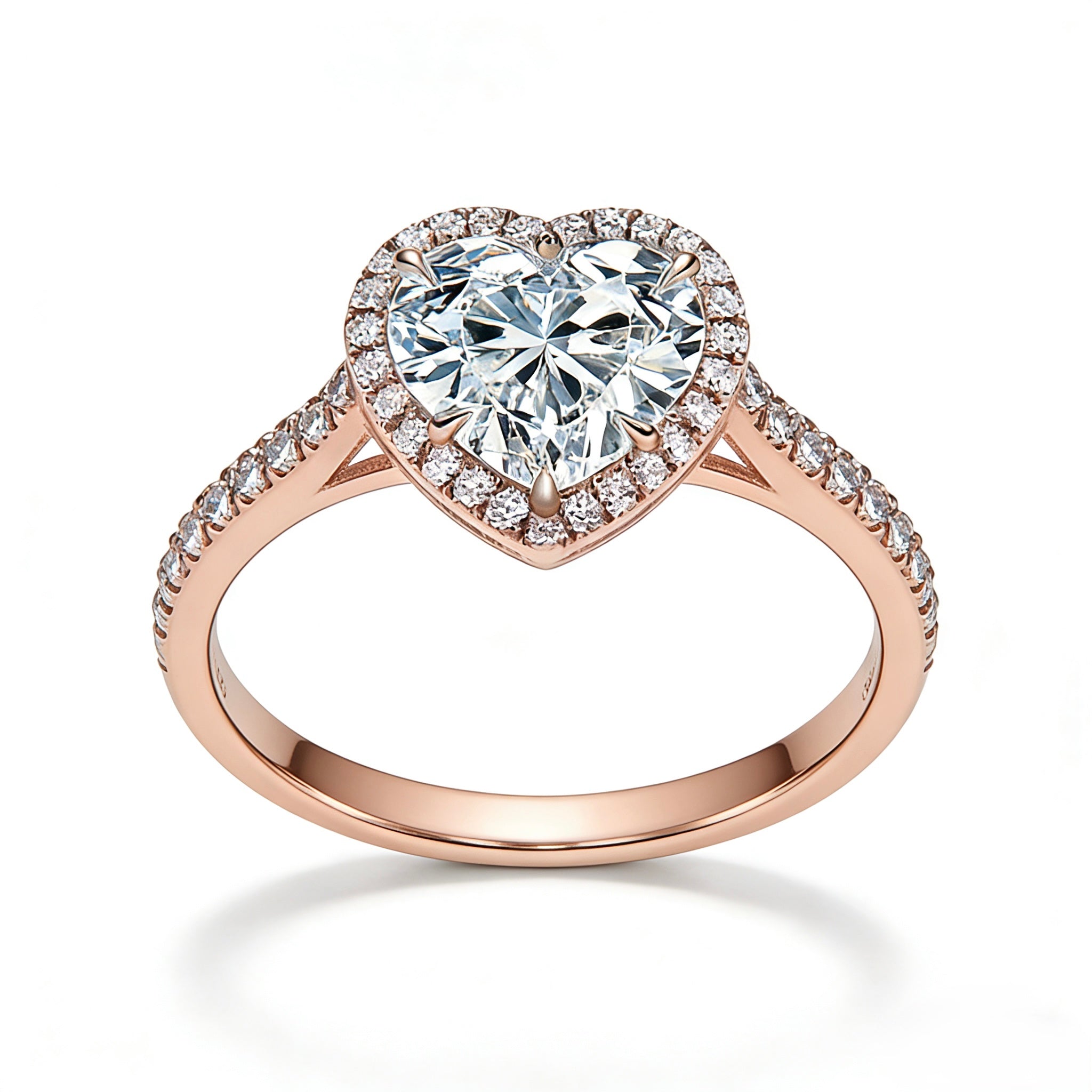 18K Gold Heart Halo Diamond Engagement Ring