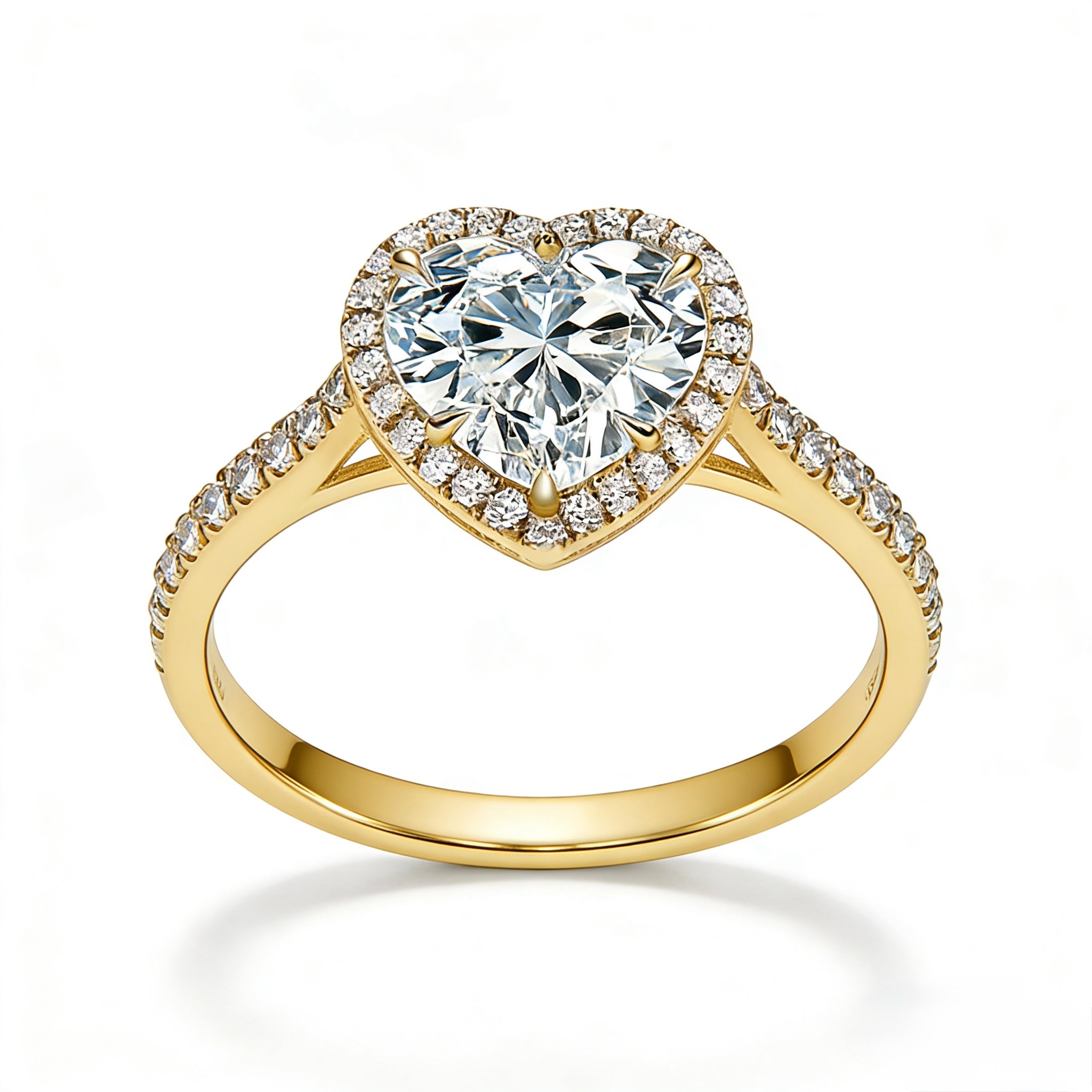18K Gold Heart Halo Diamond Engagement Ring
