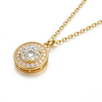 18K Gold Moissanite Halo Pendant Necklace