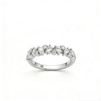 Elegant Round & Pear-Cut Diamonds Band Ring | 18K Gold