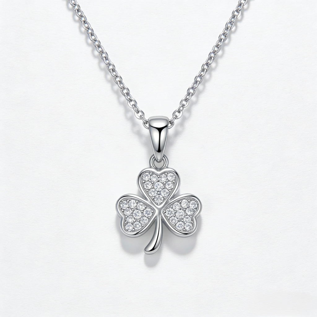 18K white gold diamond clover necklace – lifestyle flat lay