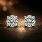 White Gold Diamond Stud Earring Classic 4-Prong Setting, Solitaire Design elegant everyday fine jewelry for women