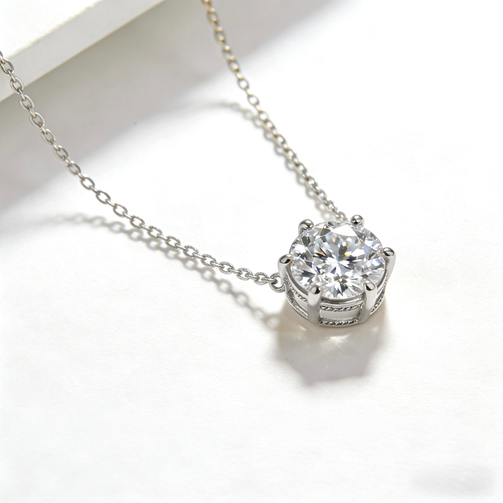14K Gold Moissanite Solitaire Pendant Necklace