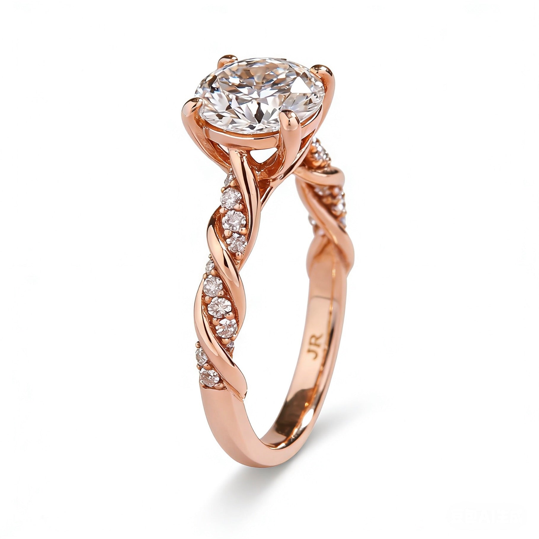 18K Rose Gold Stackable Rings for Her Valentine's Day Gift with Natural Diamond