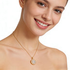 18K Gold Moissanite Halo Pendant Necklace
