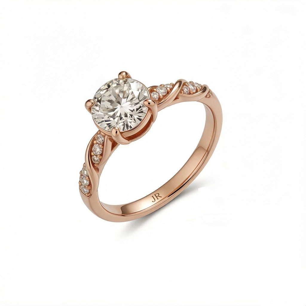 18K Rose Gold Stackable Rings for Her Valentine's Day Gift with Natural Diamond