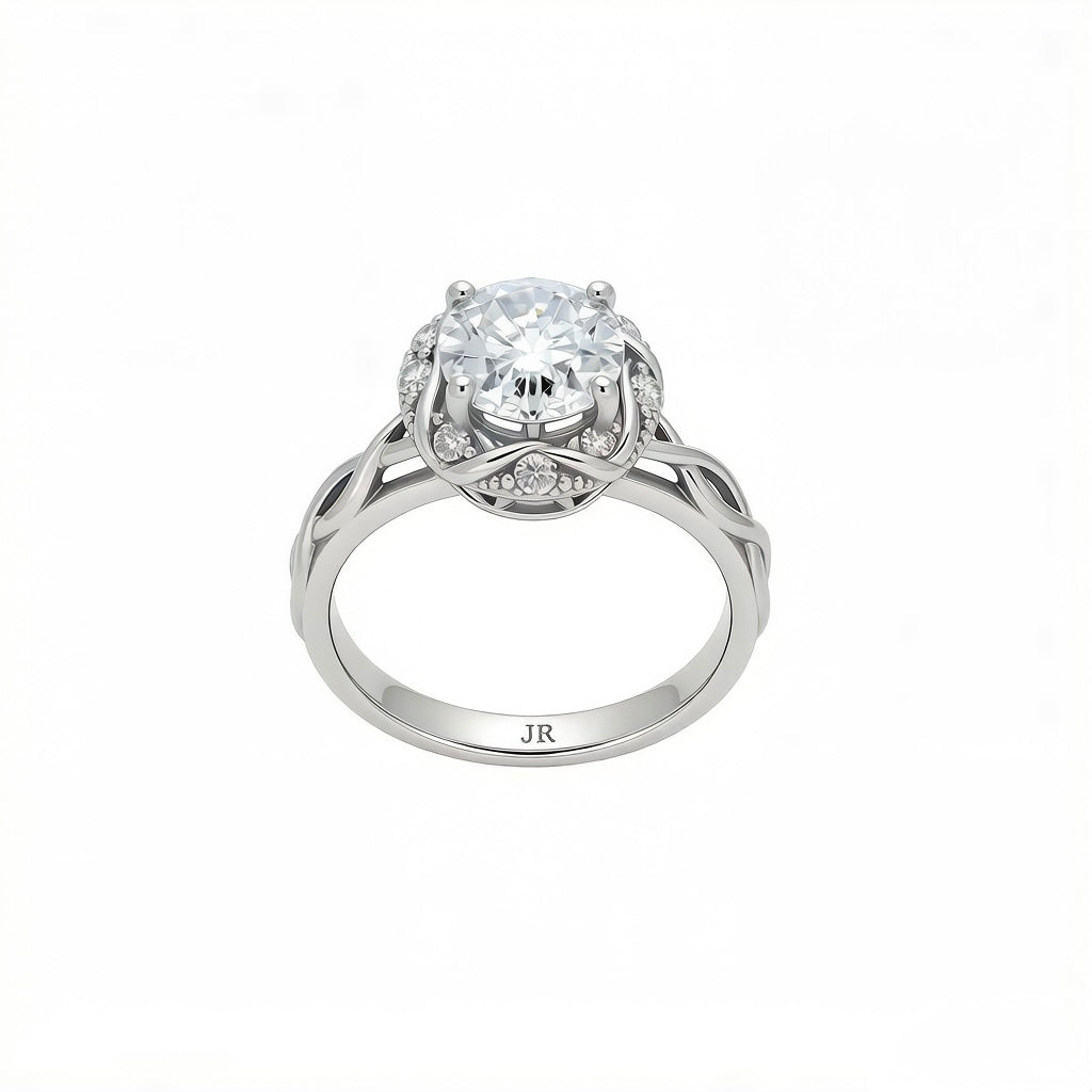 18K White Gold Natural Diamond Engagement Ring
