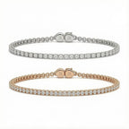 Classic diamond tennis bracelet – close-up of prong-set stones
