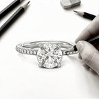 18K Gold Round Diamond Pavé Engagement Ring