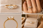 East-West oval diamond ring 18K gold with pavé diamond band — angled view — JewelryRich