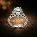 18K white gold engagement ring centers a breathtaking diamond