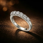 Classic White Gold Round Brilliant Diamond Anniversary Ring in a shared-Prong  setting