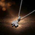 White gold Three-leaf clover Pendant necklace with diamond Pave, symbolizing luck, women Fine Jewelry for Everyday wear | JewelryRich