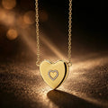18K Gold Heart locket photo necklace with diamond accents